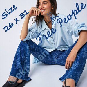 Free People Printed Penny Pull-On Flares Sz 26